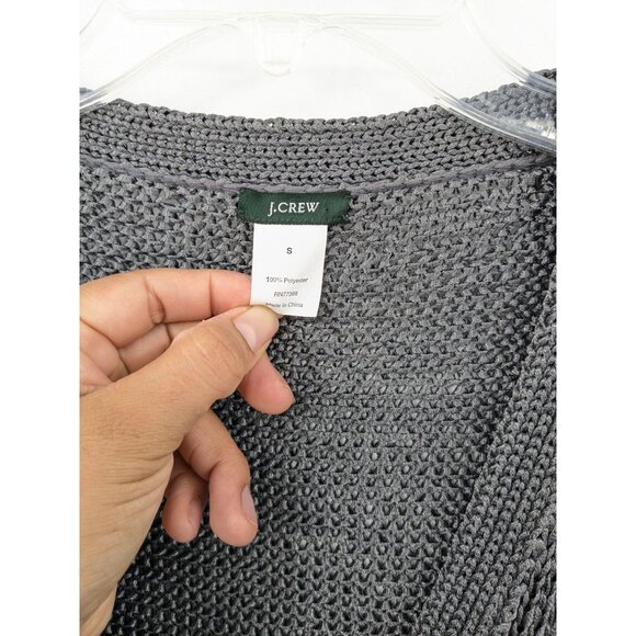 J.Crew Metallic Open Knit Cardigan Women Size S Button Up Pockets Capsule Preppy - Picture 6 of 9